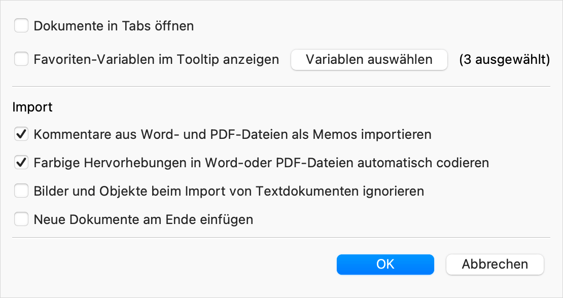 Einstellungen für das Fenster „Liste der Dokumente“ Einstellungen für das Fenster „Liste der Dokumente“