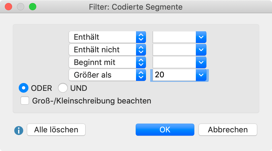 Filter-Dialog Filter-Dialog