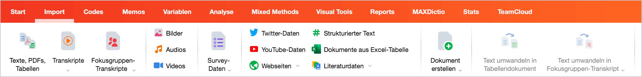 Der Tab „Import“ Der Tab Import