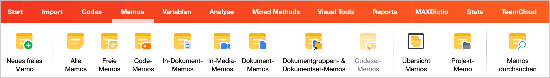 Der Tab „Memos“ Tab Memos