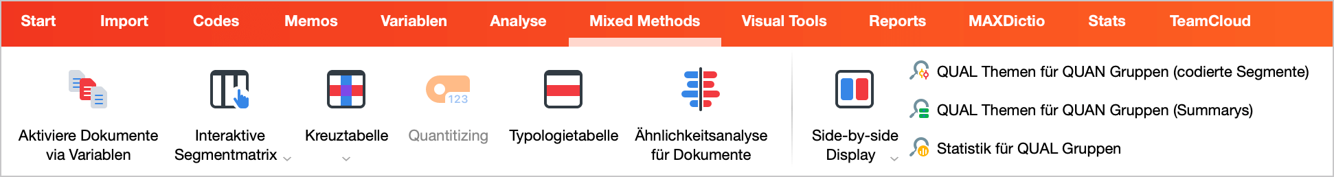 Der Tab „Mixed-Methods“ Tab Mixed-Methods