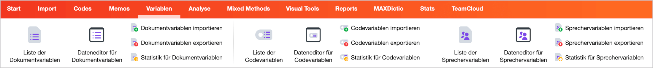 Der Tab „Variablen“ Tab Variablen