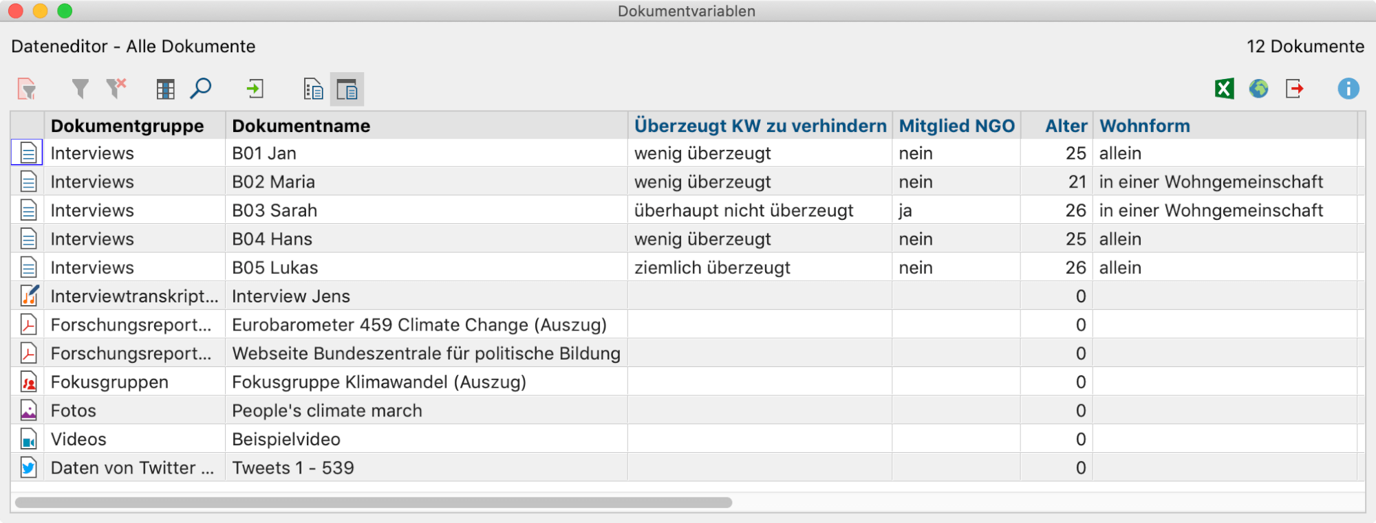 Tabellendarstellung am Beispiel der Dokumentvariablen Tabellendarstellung am Beispiel der Dokumentvariablen