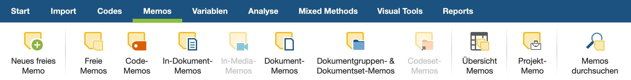 Der Tab „Memos“ Der Tab „Memos“