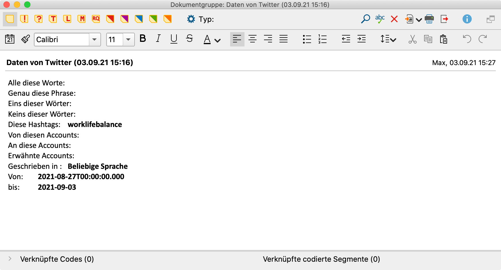 Memo des Twitterimports mit der genauen Suchanfrage Memo des Twitterimports mit der genauen Suchanfrage