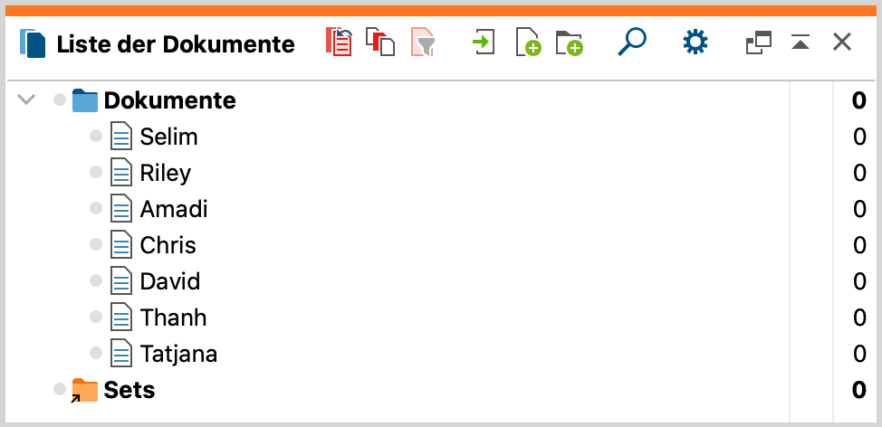 Anzeige von Dokumenten in der „Liste der Dokumente“ nach dem Import Anzeige von Dokumenten in der „Liste der Dokumente“ nach dem Import