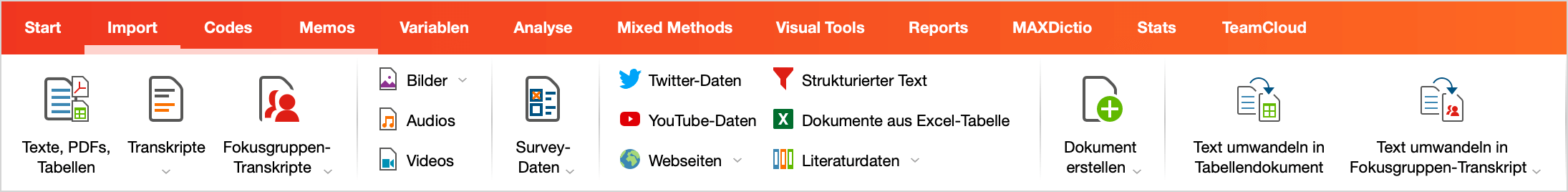 Import von Web-Collector-Daten auf dem Tab ‚Import‘ starten Import von Web-Collector-Daten auf dem Tab ‚Import‘ starten