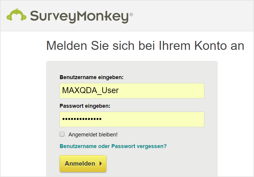 Anmeldung im Browser-Fenster Anmeldung im Browser-Fenster