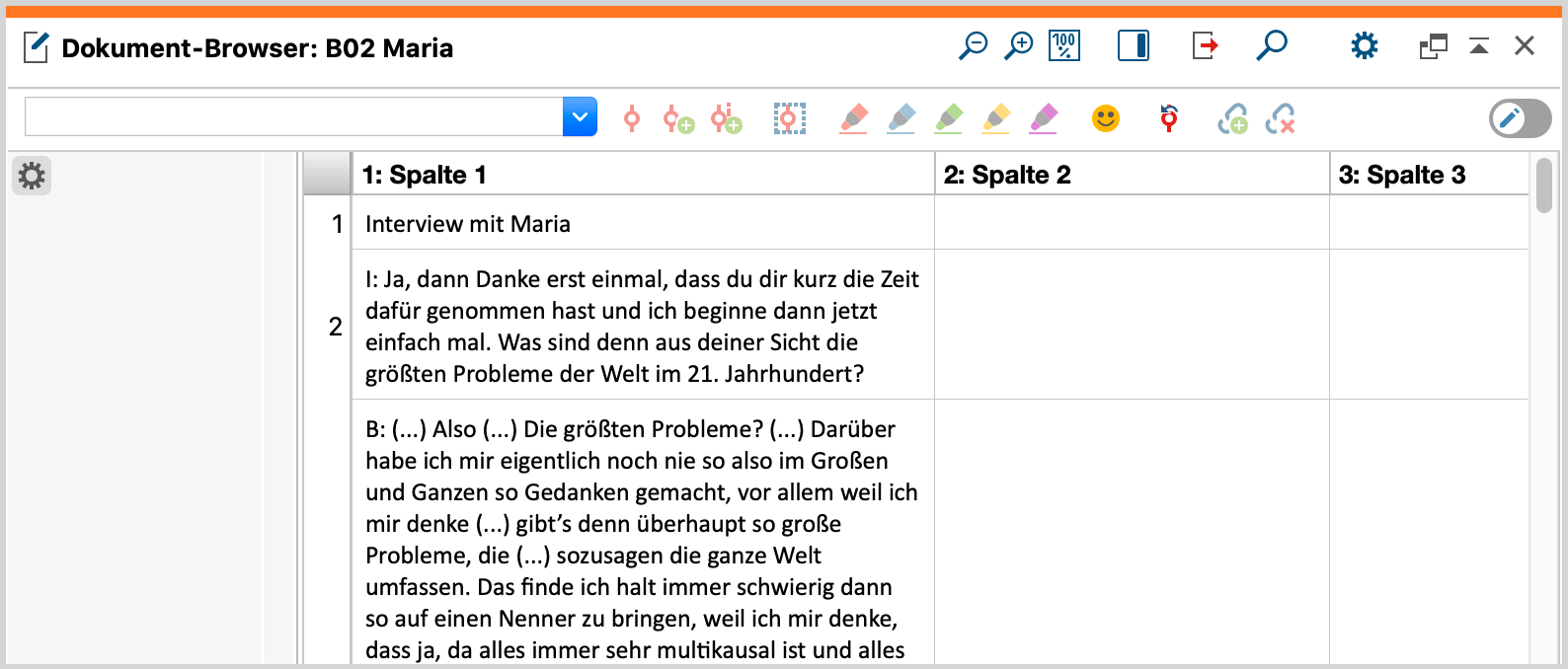 Der ursprüngliche Text erscheint nur in der ersten Spalte Der ursprüngliche Text erscheint nur in der ersten Spalte