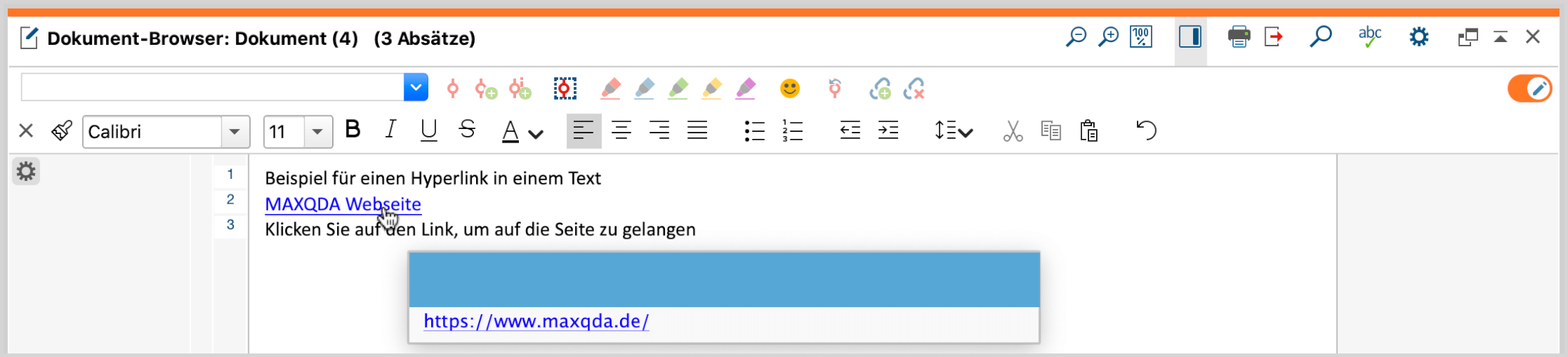 Hyperlink in einem Text Hyperlink in einem Text