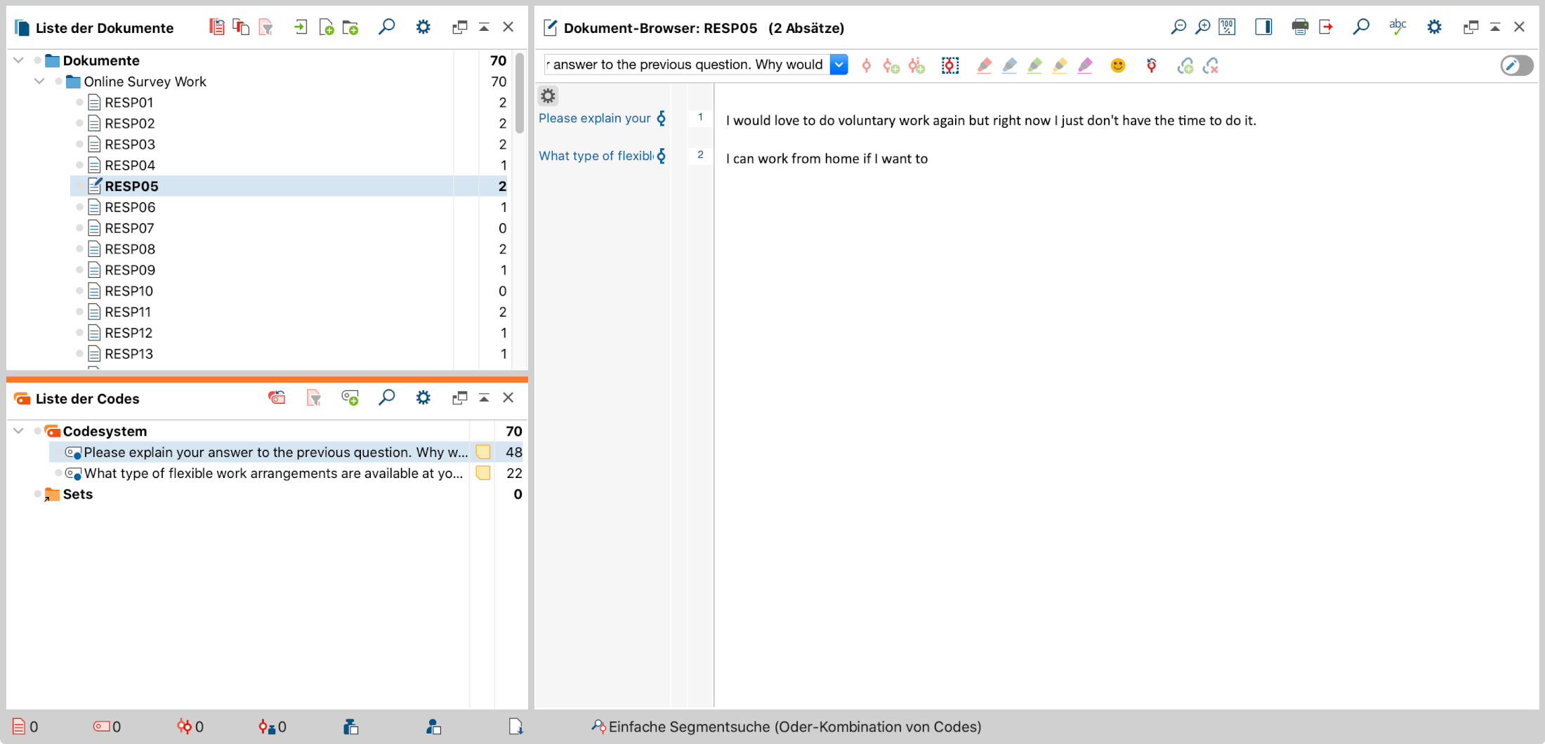 SurveyMonkey-Daten nach dem Import in MAXQDA SurveyMonkey-Daten nach dem Import in MAXQDA