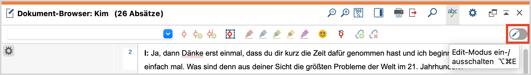 Edit-Modus ein-/ausschalten Edit-Modus ein-/ausschalten