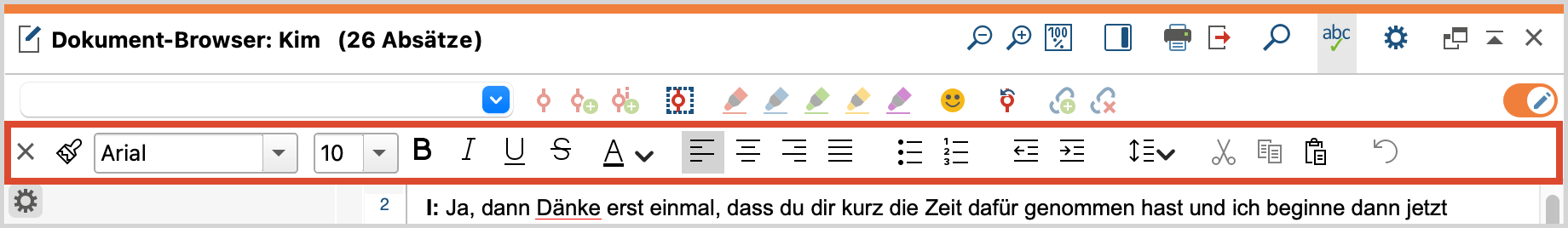 Formatierungsleiste für Textdokumente Formatierungsleiste für Textdokumente