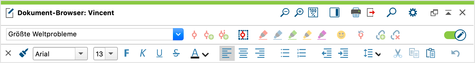 Formatierungsleiste bei Text-Dokumenten Formatierungsleiste bei Text-Dokumenten