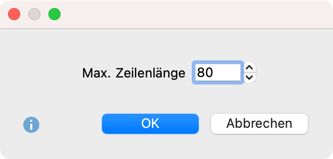 Max. Zeilenlänge einstellen Max. Zeilenlänge einstellen