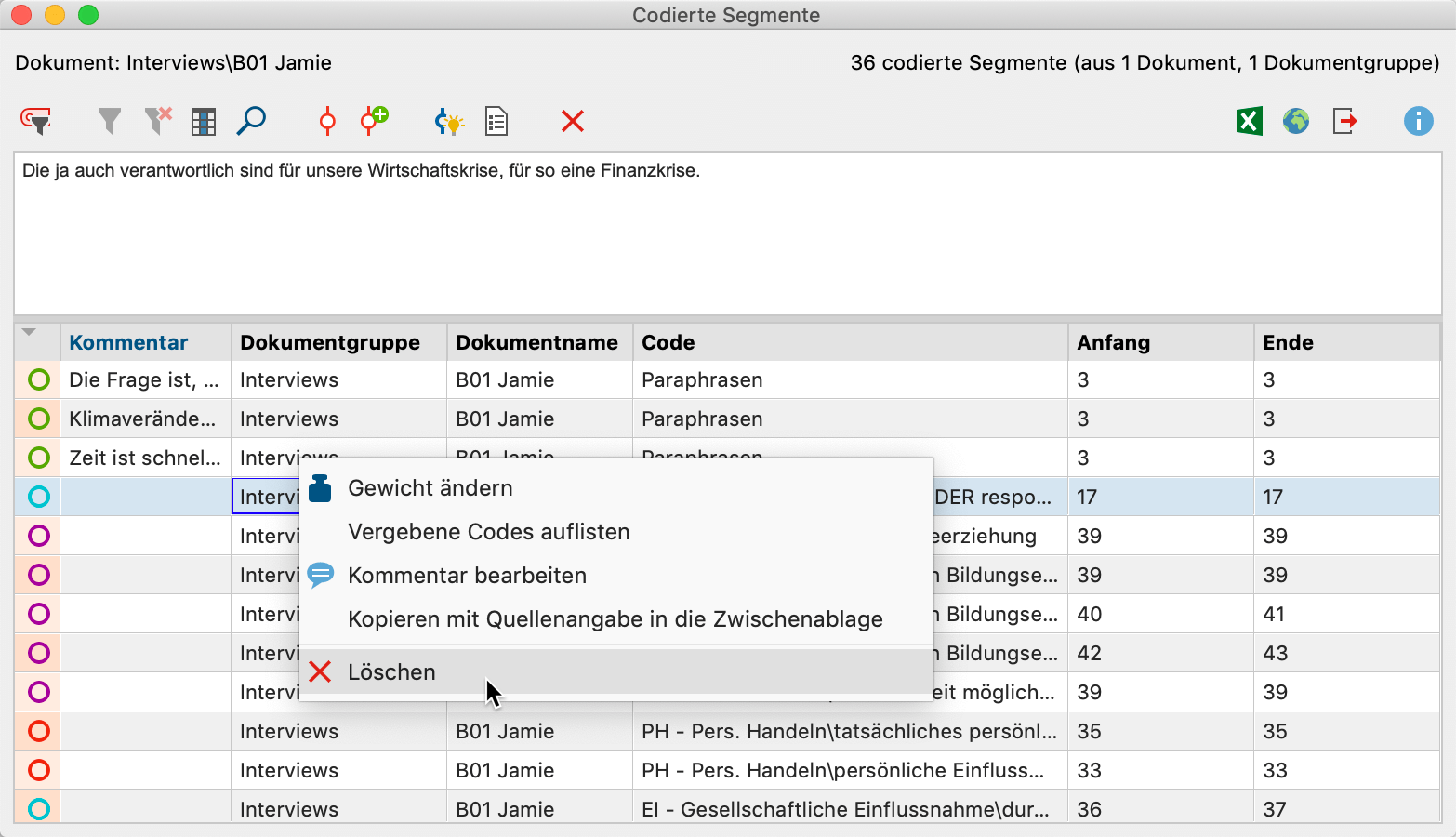 Codierungen löschen in der „Liste der codierten Segmente“ Codes und Codieren_40_DE-Code-loeschen_Uebersicht-Codings