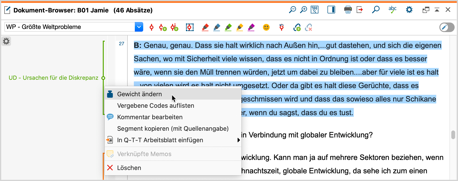 Gewicht im „Dokument-Browser“ ändern Gewicht im „Dokument-Browser“ ändern