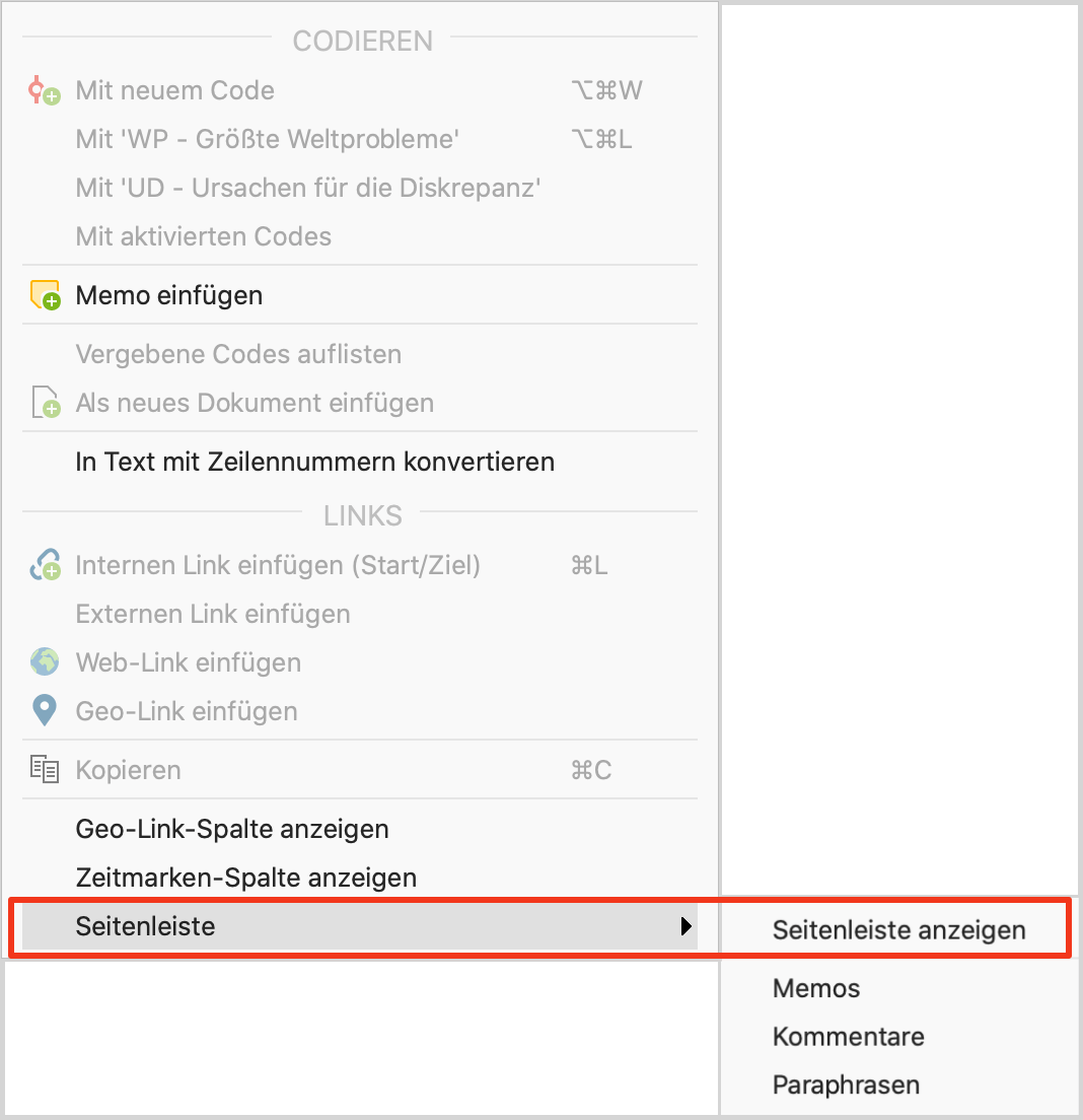 Einblendoption im Kontextmenü aufrufen Einblendoption im Kontextmenü aufrufen