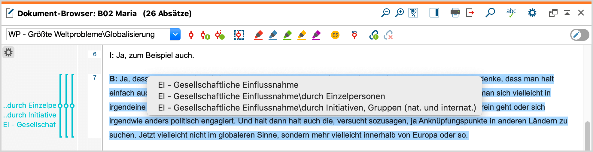 Liste der zu einem Segment zugeordneten Codes Liste der zu einem Segment zugeordneten Codes