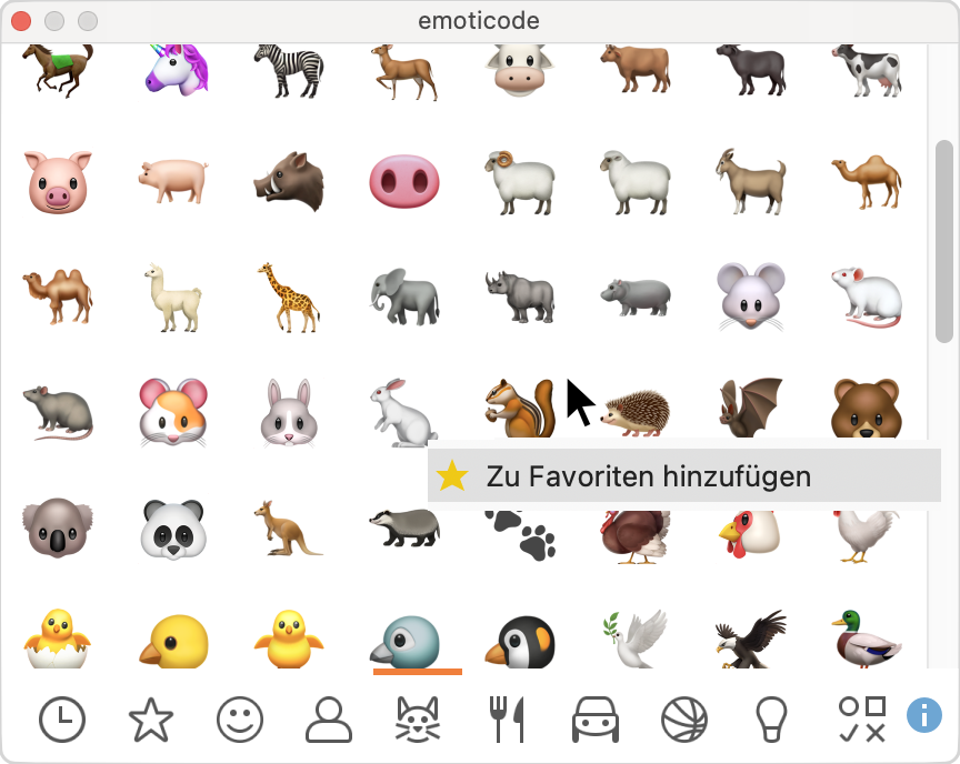 Symbole zu den Favoriten hinzufügen Symbole zu den Favoriten hinzufügen
