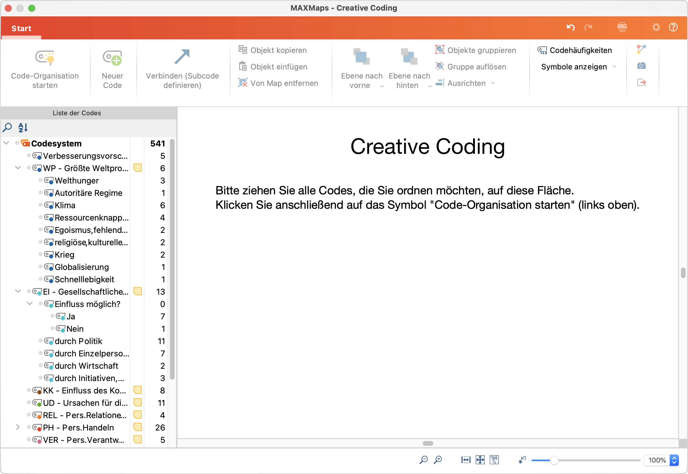 Codes auswählen für Creative Coding Codes auswählen für Creative Coding