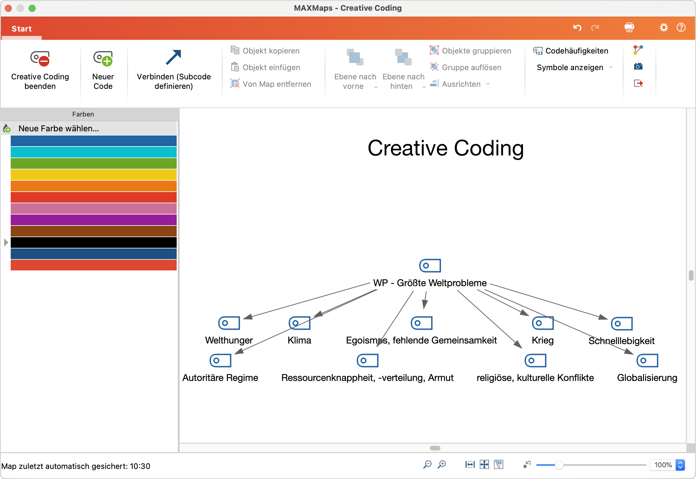 Codes organisieren auf der Creative-Coding-Fläche Codes organisieren auf der Creative-Coding-Fläche