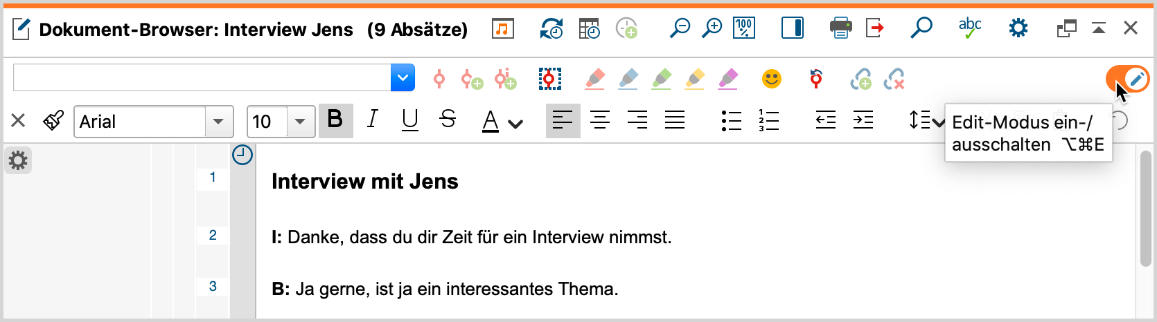 Edit-Modus einschalten Edit-Modus einschalten