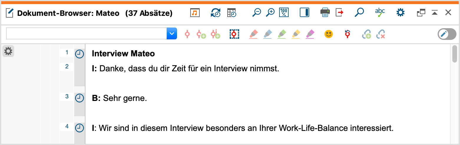 „I:“ und „B:“ zu Beginn der Sprechbeiträge wurden automatisch erzeugt „I:“ und „B:“ zu Beginn der Sprechbeiträge wurden automatisch erzeugt