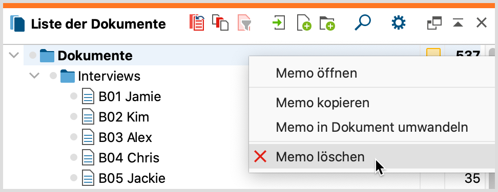 Memo an Ort und Stelle löschen per Rechtsklick auf das Memosymbol Memo an Ort und Stelle löschen per Rechtsklick auf das Memosymbol