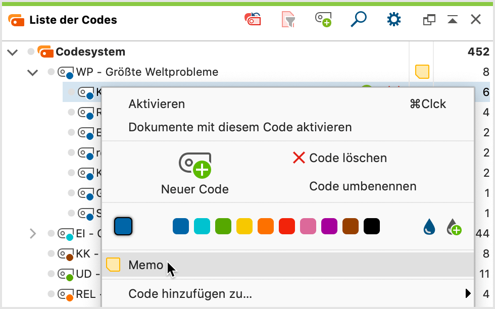 Ein Memo zu einem Code erstellen Ein Memo zu einem Code erstellen