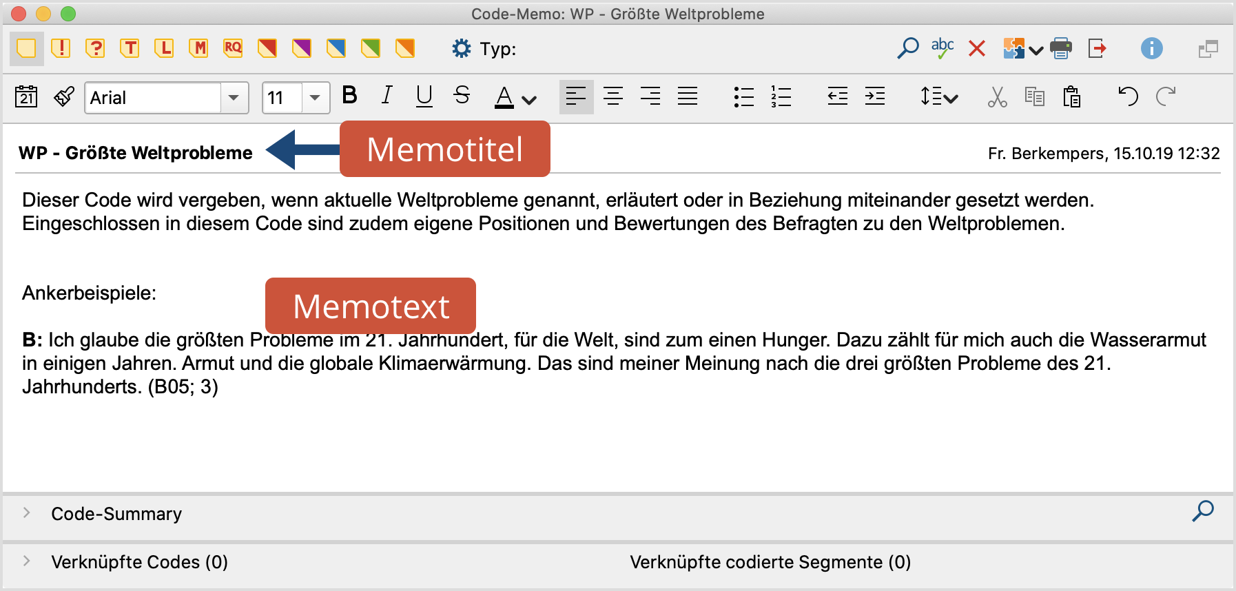 Das Memofenster
Das Memofenster