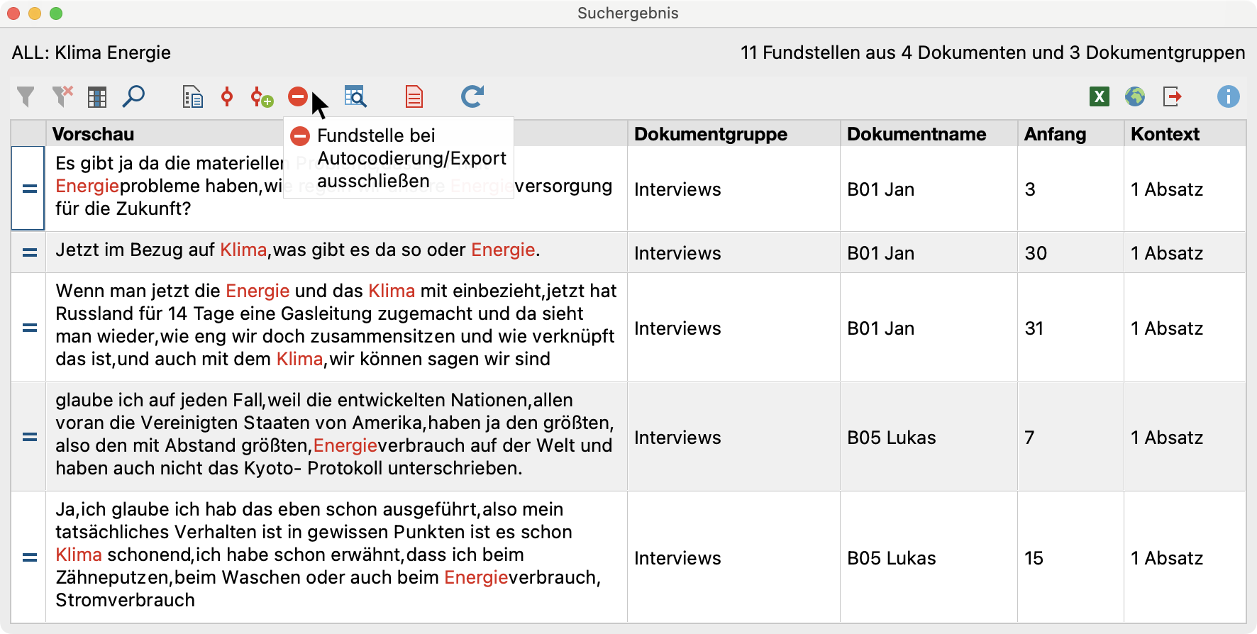 Suchtreffer aus Export ausschließen Suchtreffer aus Export ausschließen