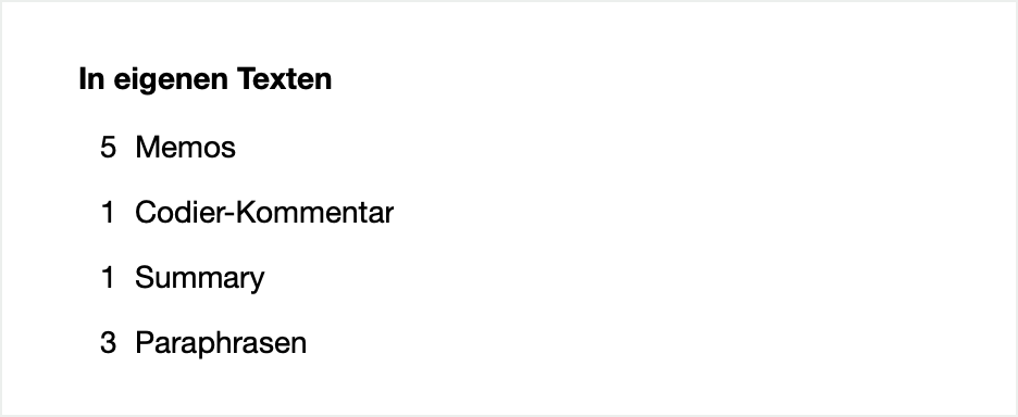 Bereich „In eigenen Texten“ Bereich „In eigenen Texten“