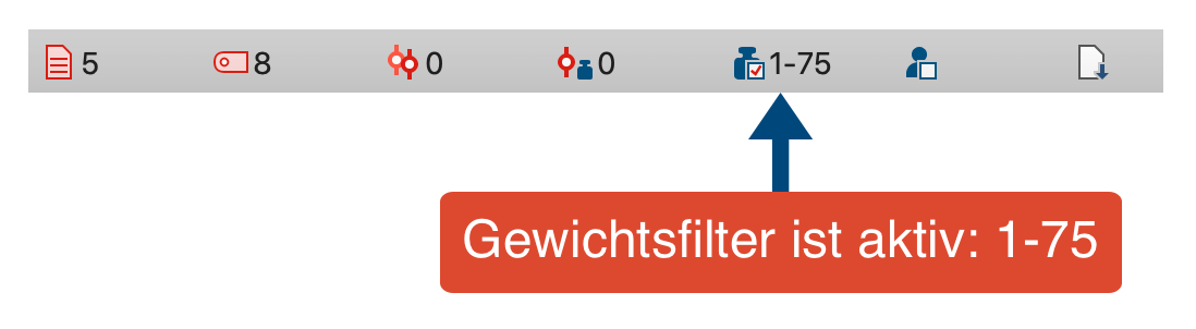 Anzeige der Gewichtungsoption in der Statuszeile Anzeige der Gewichtungsoption in der Statuszeile
