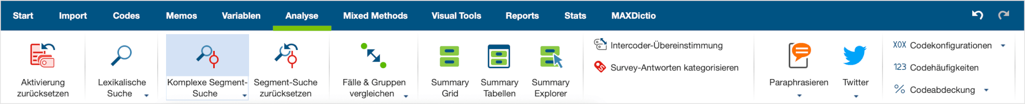 „Komplexe Segment-Suche“ im Tab „Analyse“ aufrufen „Komplexe Segment-Suche“ im Tab „Analyse“ aufrufen