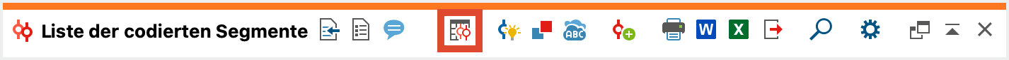„Übersicht codierte Segmente“ aufrufen per Icon aus der Symbolleiste „Übersicht codierte Segmente“ aufrufen per Icon aus der Symbolleiste