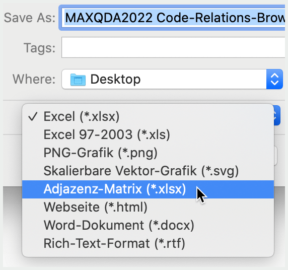 Relationen als Adjazenzmatrix exportieren Relationen als Adjazenzmatrix exportieren