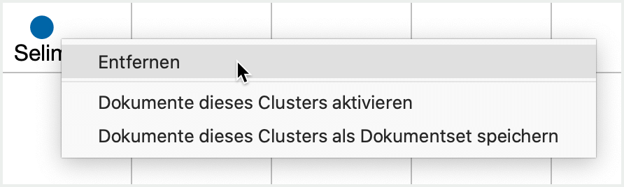 Kontextmenü für ein Dokument auf der Karte Kontextmenü für ein Dokument auf der Karte