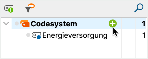 Neuen Code anlegen per Klick auf das grüne Pluszeichen Neuen Code anlegen per Klick auf das grüne Pluszeichen