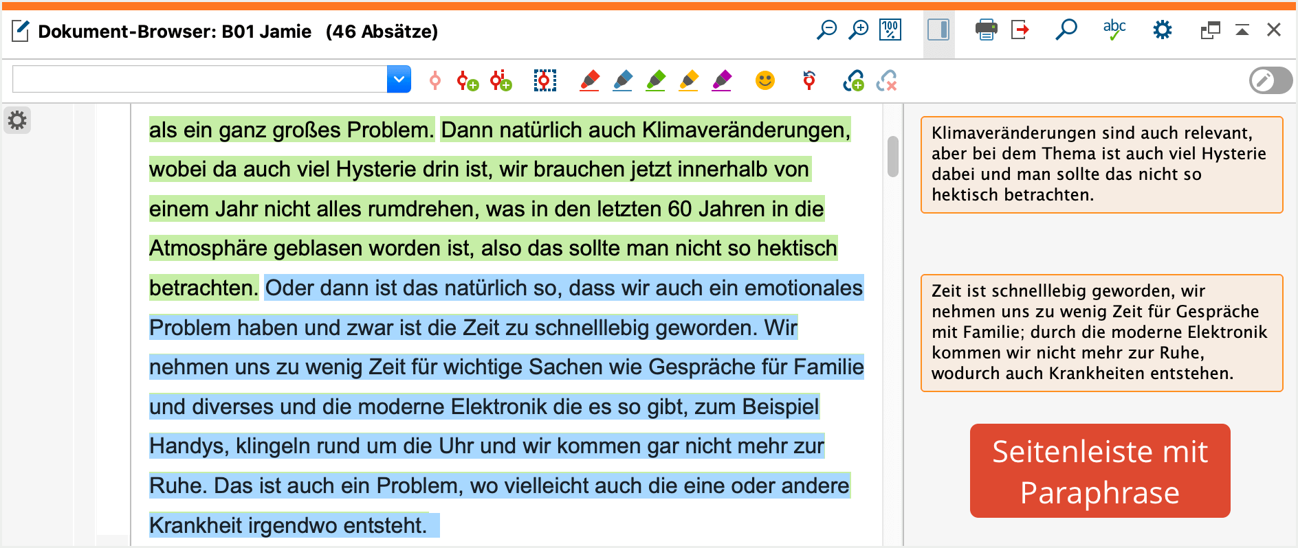 Anzeige von Paraphrasen in der Seitenleiste des „Dokument-Browsers“ Anzeige von Paraphrasen in der Seitenleiste des „Dokument-Browsers“