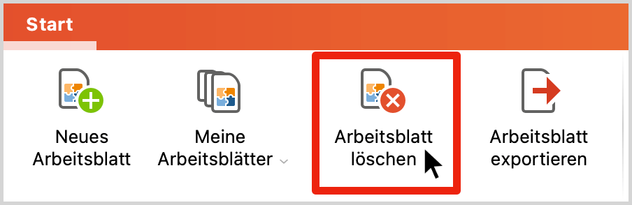 Arbeitsblatt löschen Arbeitsblatt löschen