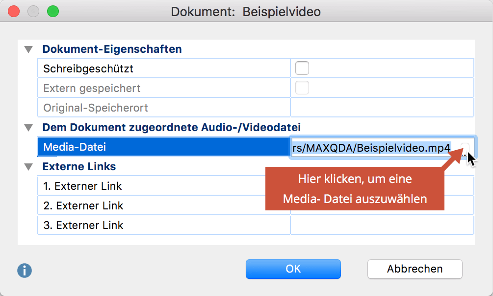 Einem Dokument eine Audio- oder Videodatei nachträglich zuordnen Einem Dokument eine Audio- oder Videodatei nachträglich zuordnen