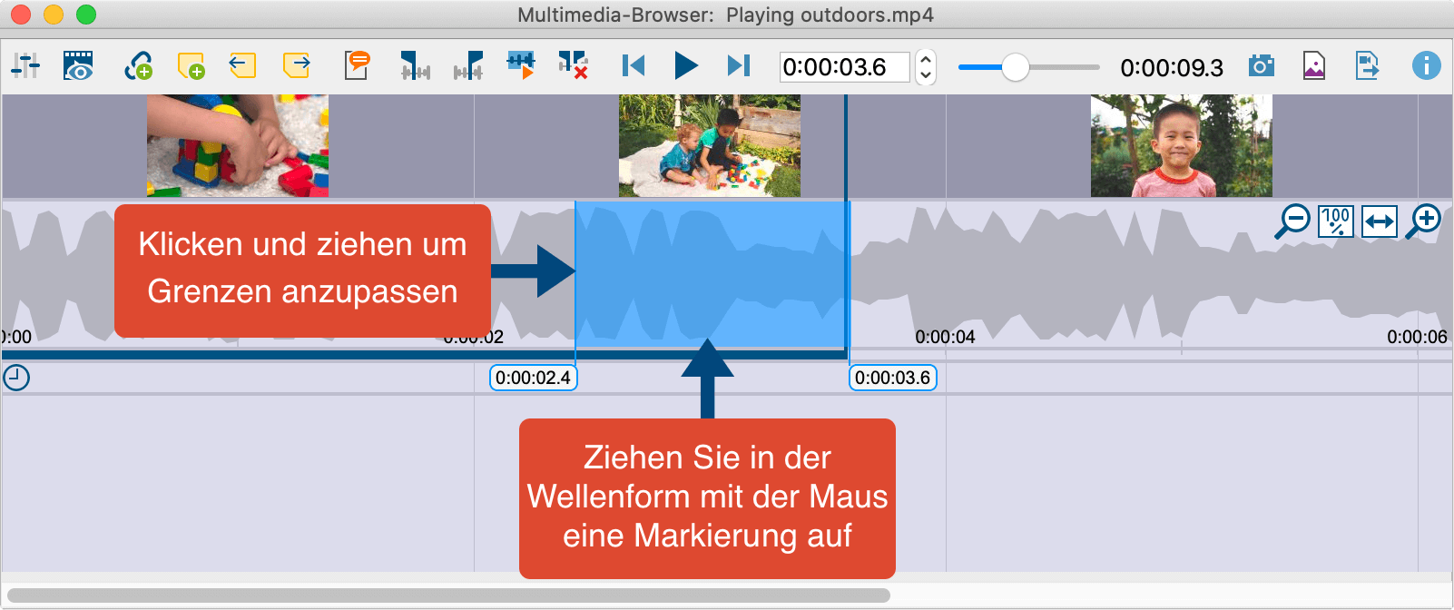 Clip markieren im „Multimedia-Browser“ Clip markieren im „Multimedia-Browser“