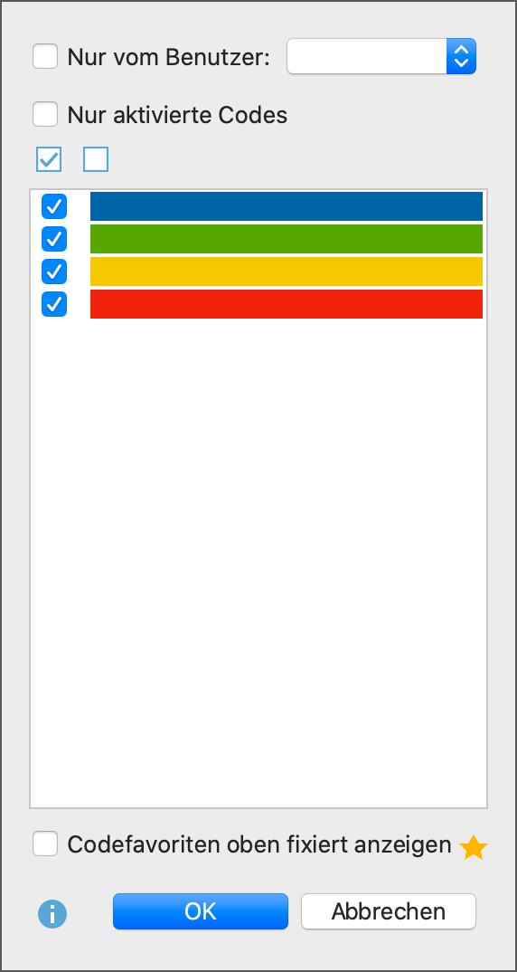 Optionen für die Anzeige der Codierstreifen im „Multimedia-Browser“ Optionen für die Anzeige der Codierstreifen im „Multimedia-Browser“