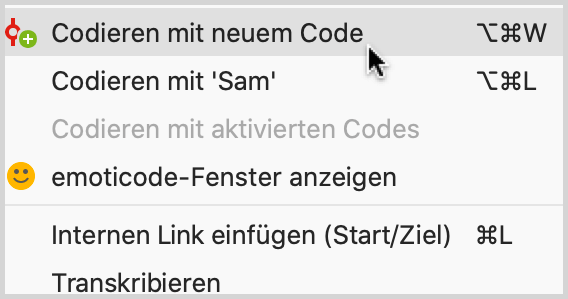 Kontextmenü auf einem markierten Clip Kontextmenü auf einem markierten Clip