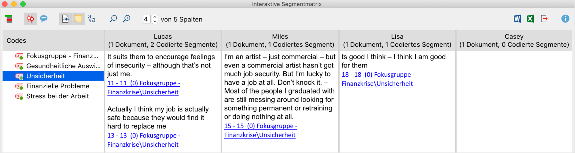 Interaktive Segmentmatrix Interaktive Segmentmatrix
