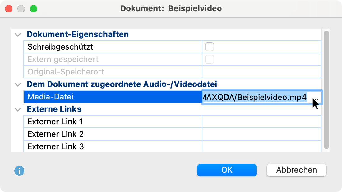 Einem Dokument eine Audio- oder Videodatei nachträglich zuordnen Einem Dokument eine Audio- oder Videodatei nachträglich zuordnen