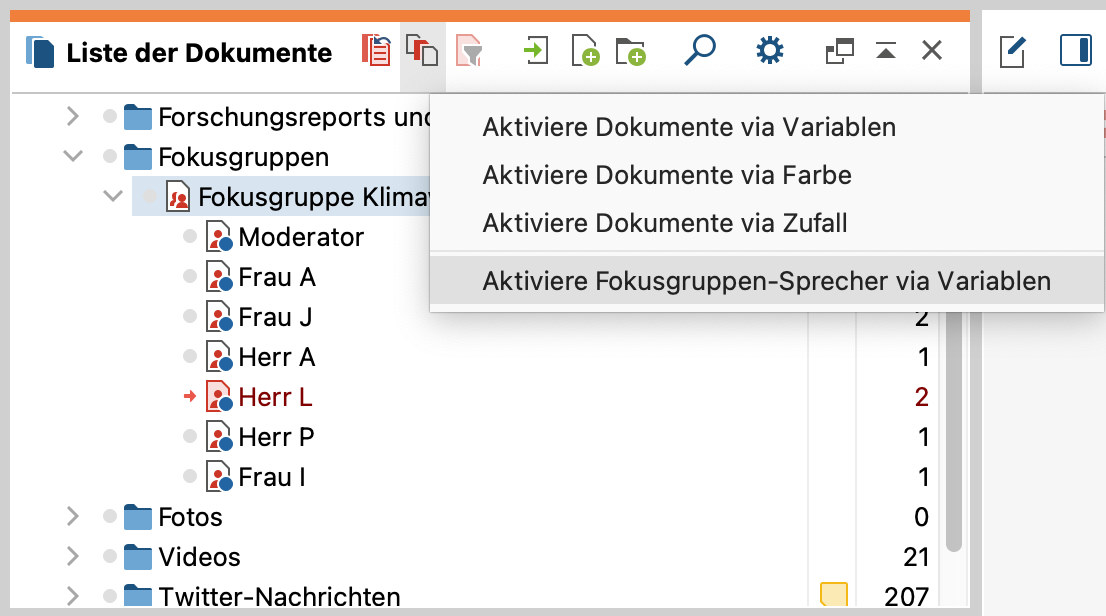 Aktiviere Sprecher*innen einer Fokusgruppe via Variablenwerte Aktiviere Sprecher*innen einer Fokusgruppe via Variablenwerte