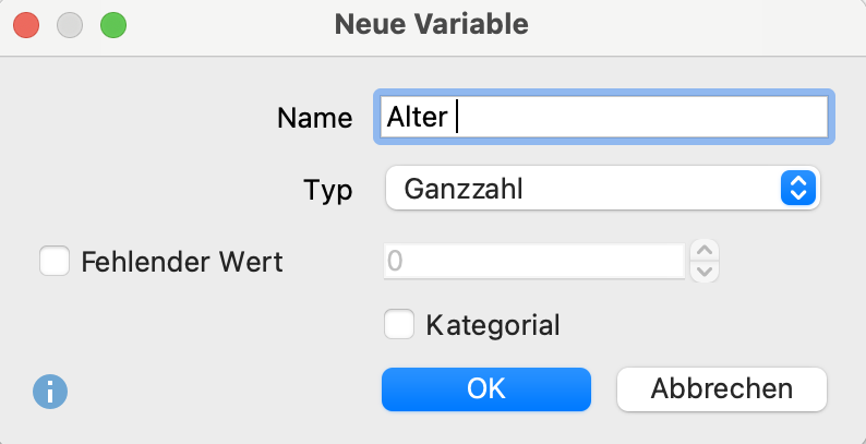 Neue Variable anlegen Neue Variable anlegen