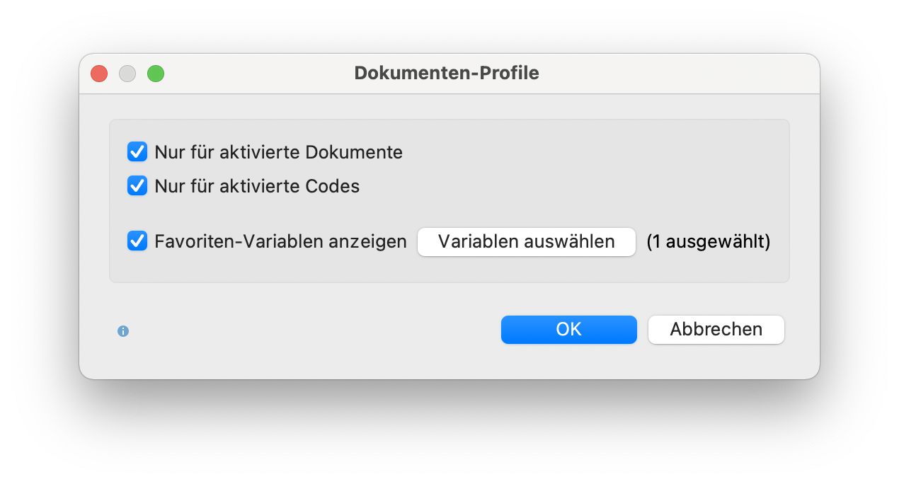 Optionen für Dokumenten-Profile einstellen Optionen für die Option Dokumenten-Profile exportieren